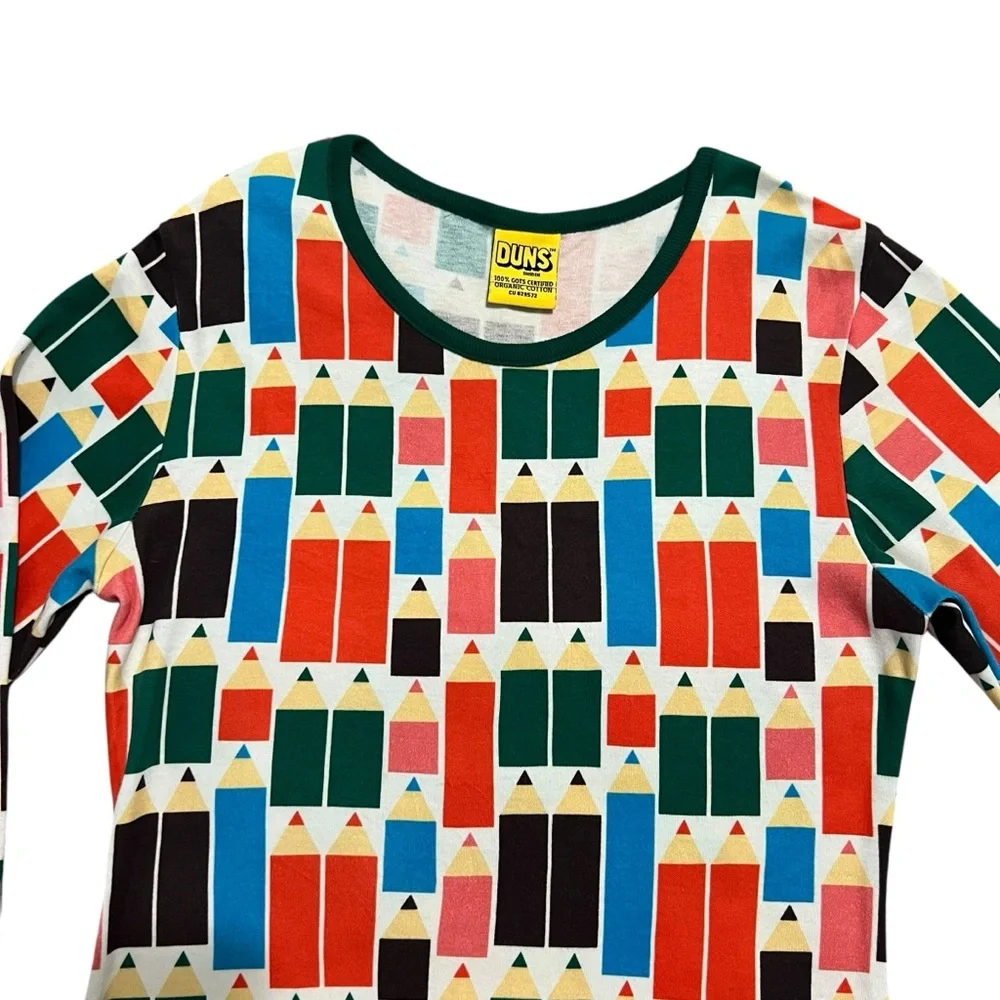 DUNS Sweden Sz 146 (11Y) Organic Pencils Print Dress